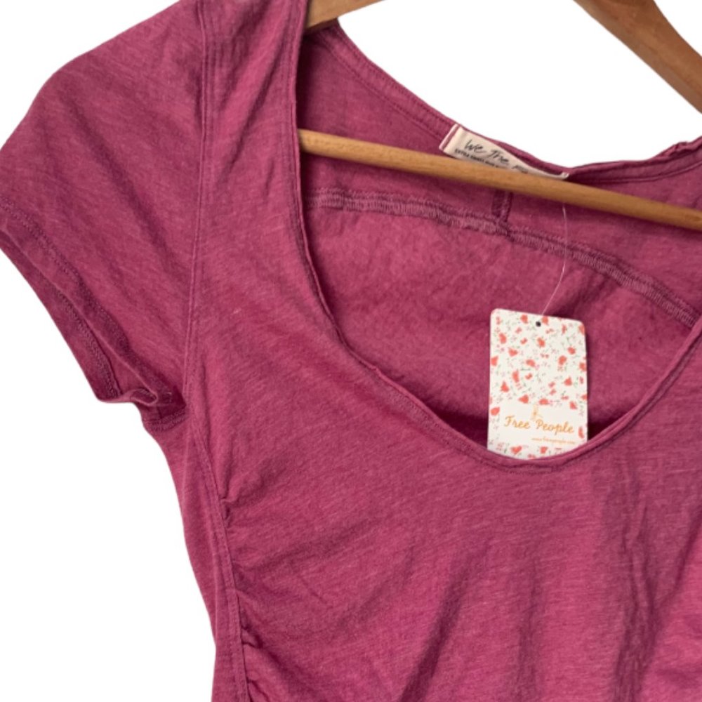 Free People Cinched Sides Sonnet Tee Iris Wine X-Small - Picture 9 of 9